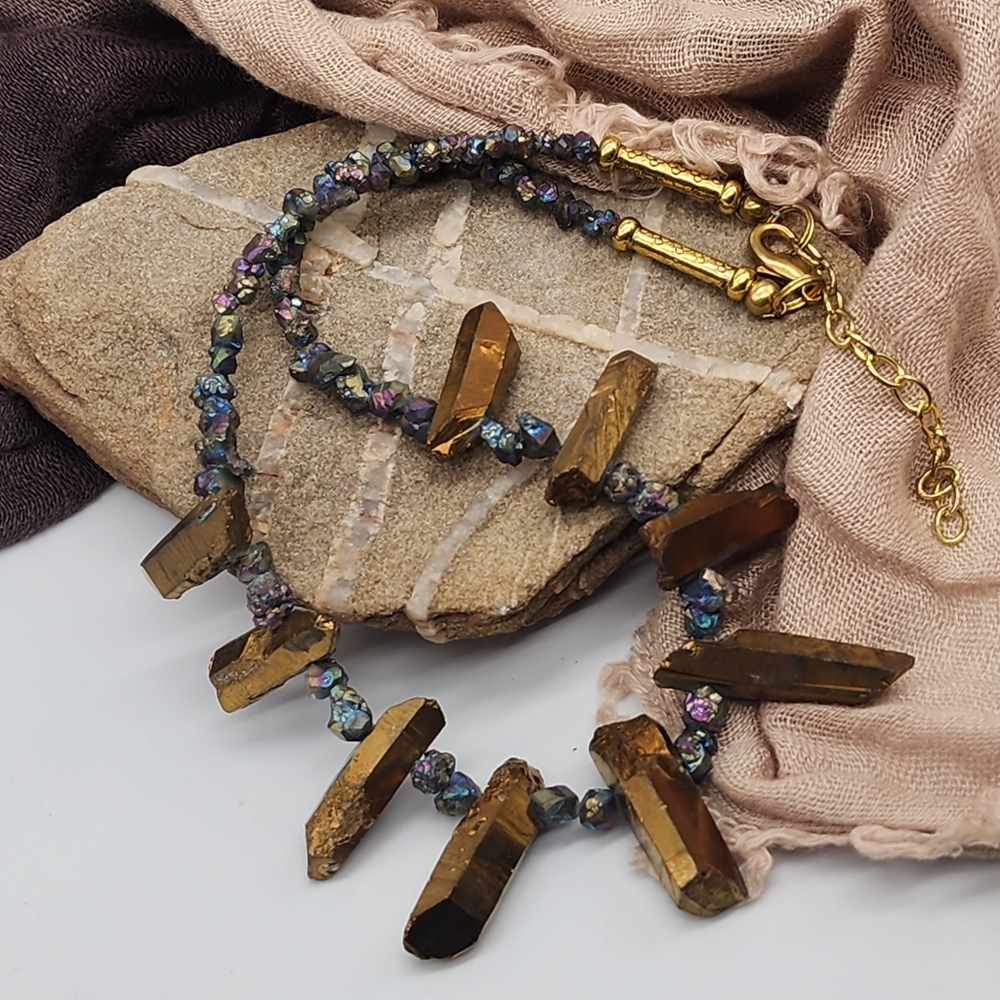 FP Designer Jewelry Emilie Shapiro Frozen Fire Path Gold Pyrite Raw Rock Nuggets - Picture 6 of 14